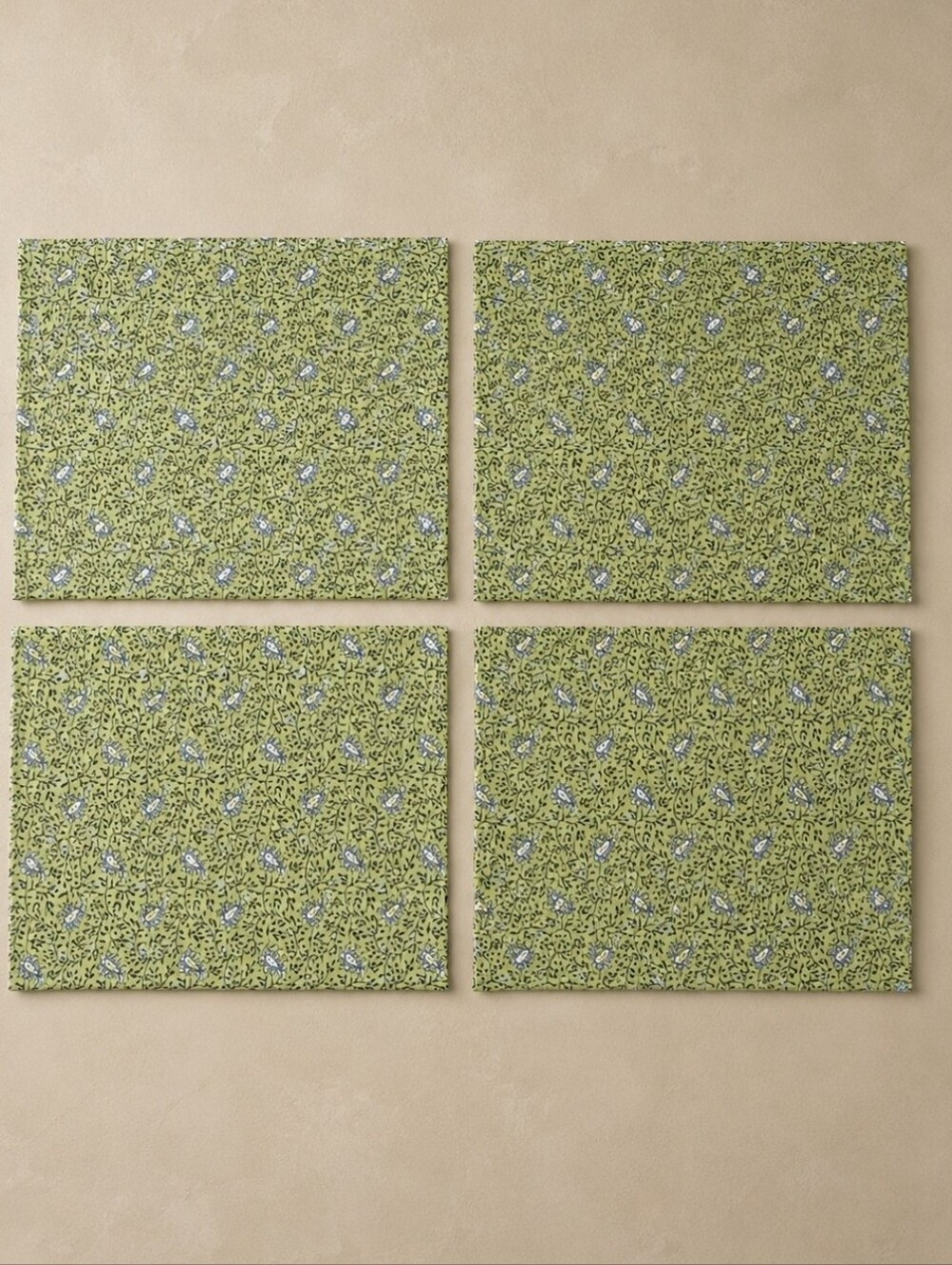 Vintage Williams Sonoma Set 4 Botanical Cotton Placemats 20.5x14.5 Cottage